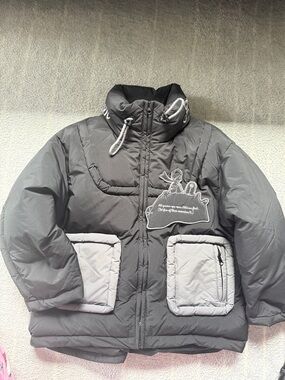 boys goose down Jacket - Black/Light Gray